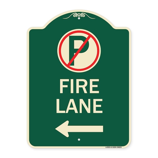 Signmission Fire Lane No Parking and Left Arrow Heavy-Gauge Aluminum Architectural Sign, 24" x 18", G-1824-24020 A-DES-G-1824-24020 - main